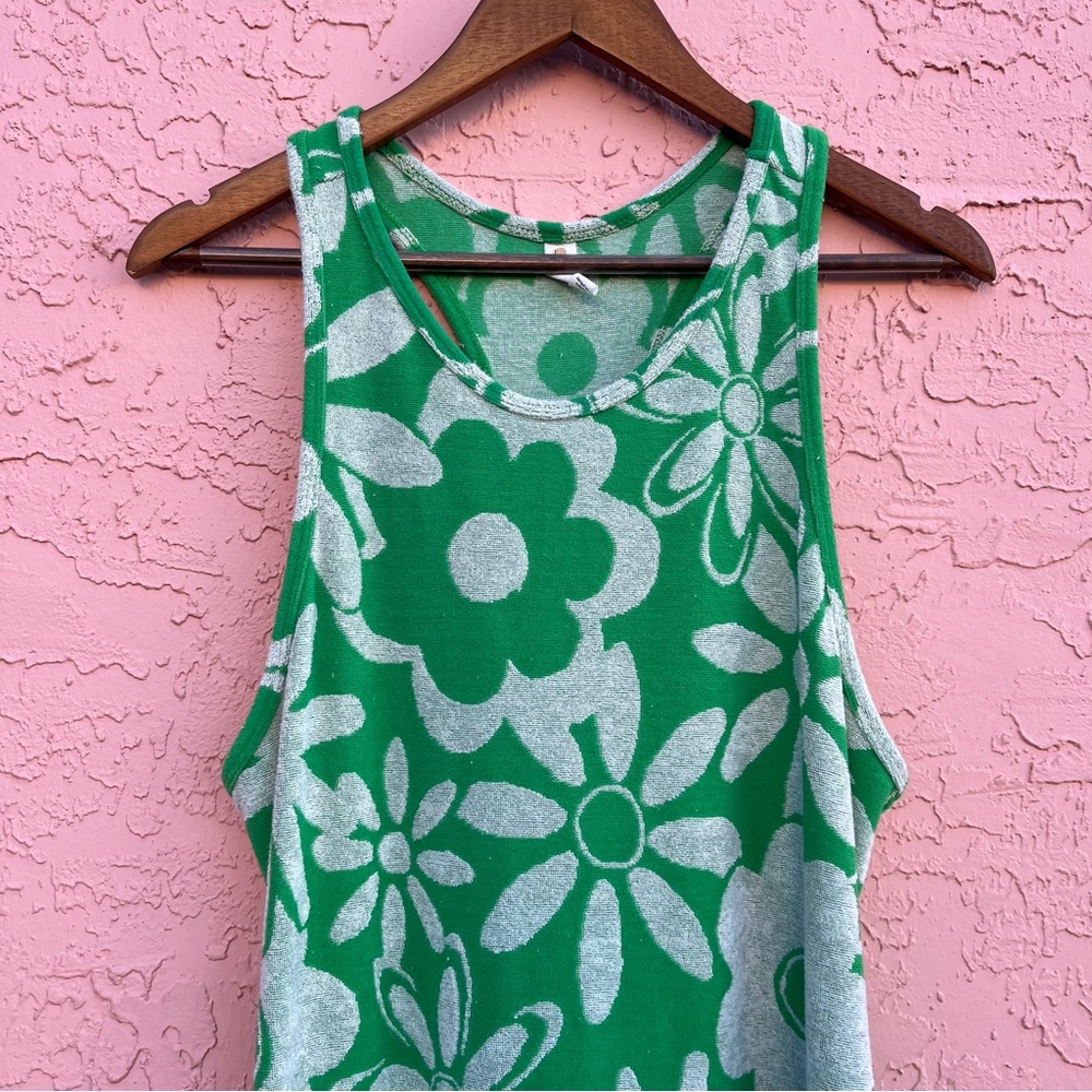 Daily Practice by Anthropologie Terry Cloth Dress Green White Size Large - Picture 3 of 7